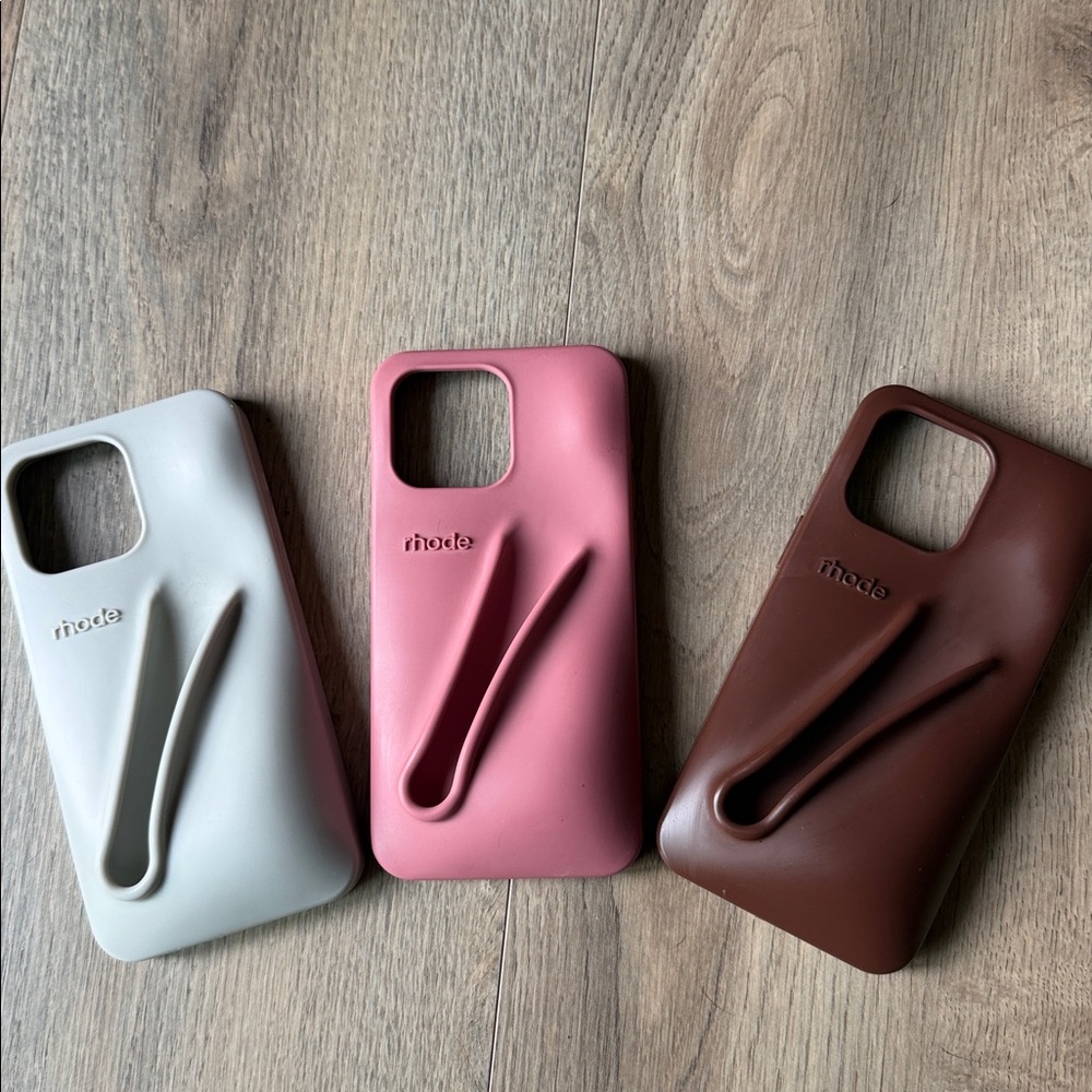 Rhode Phone Cases in Gray, Pink, and Brown set - IPhone 15 promax